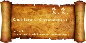 Kadlicsek Kreszcencia névjegykártya